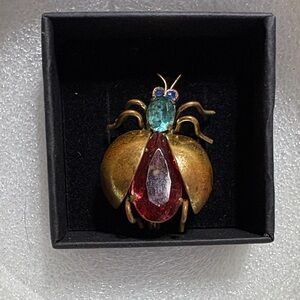 Vintage signed beetle brooch
